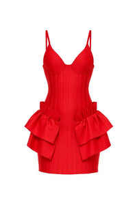 Bandage Mini Dress with Ruffle Detail