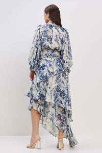 SMOCKING DETAIL ASMETRIC RUFFLE DRESS PRIVILEGE