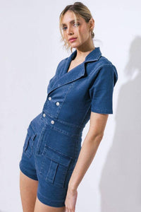 A washed denim romper -