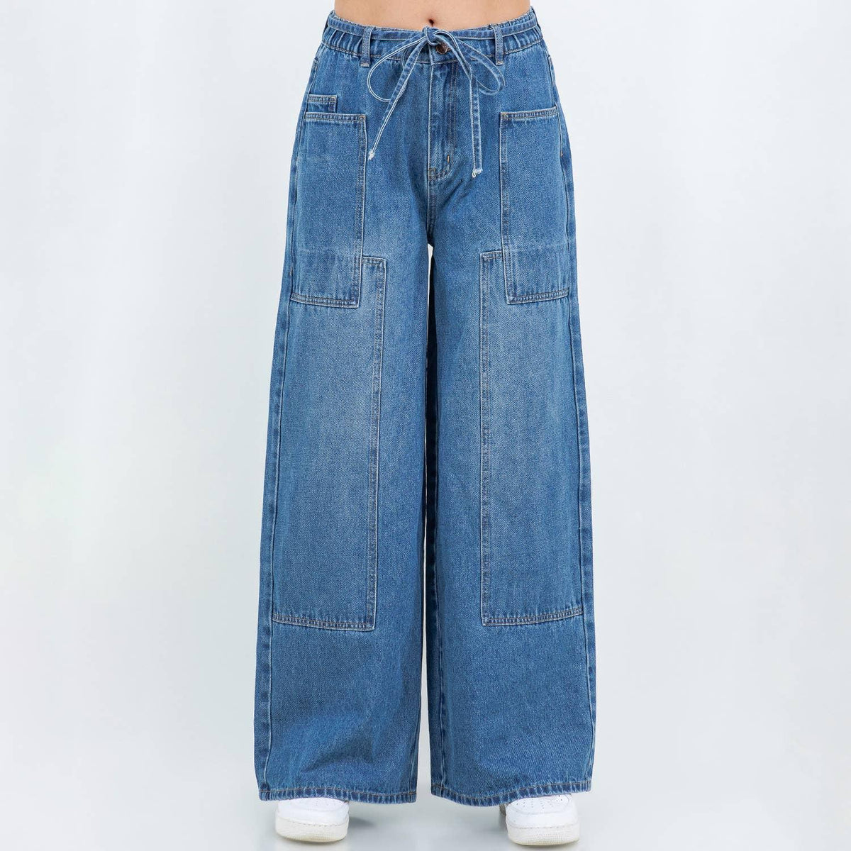 Light Blue Patchwork Wide Leg Jeans – Junior Fit