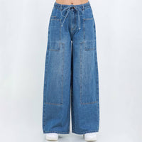 Light Blue Patchwork Wide Leg Jeans – Junior Fit
