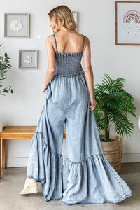 WASHED DENIM WIDE LEG ROMPER PRIVILEGE