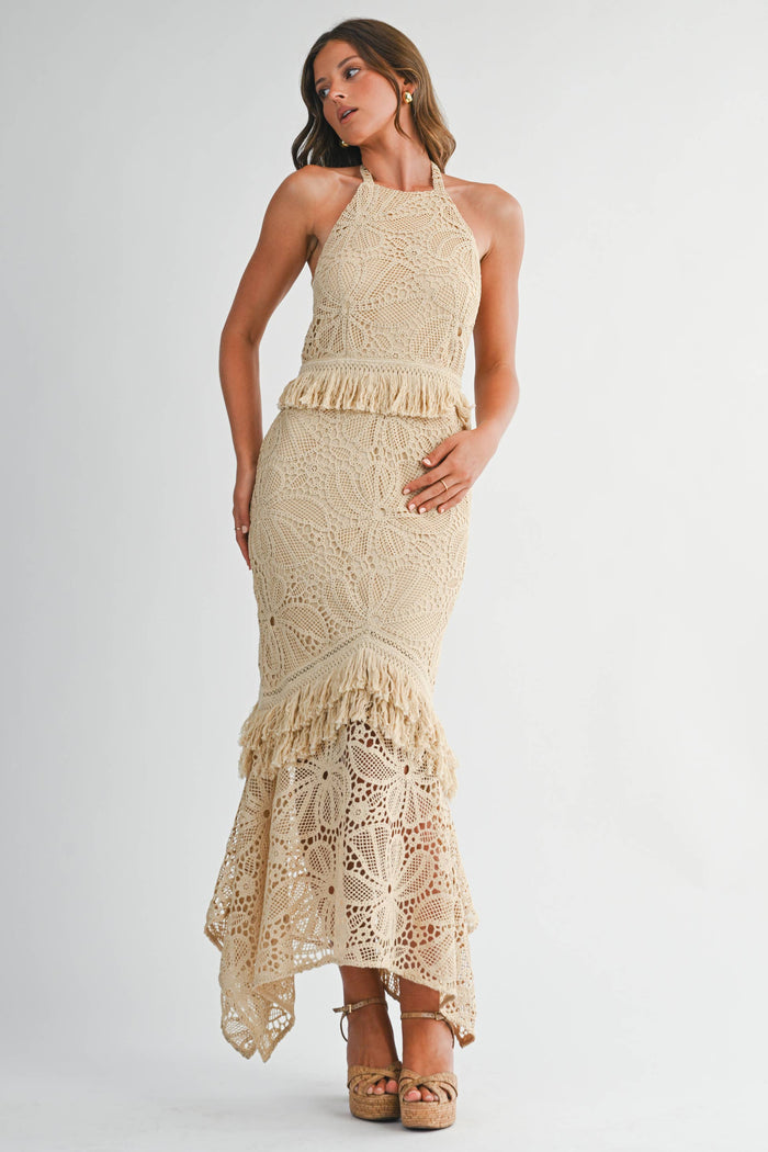 Handcrafted Crochet Fringe Maxi Dress