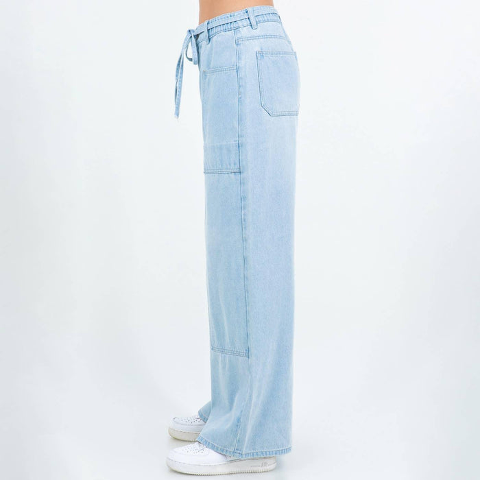 Light Blue Patchwork Wide Leg Jeans – Junior Fit