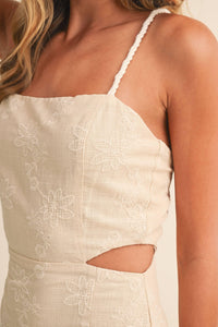Strap Trim Midi Dress with Cut-Out Waist & Open Back