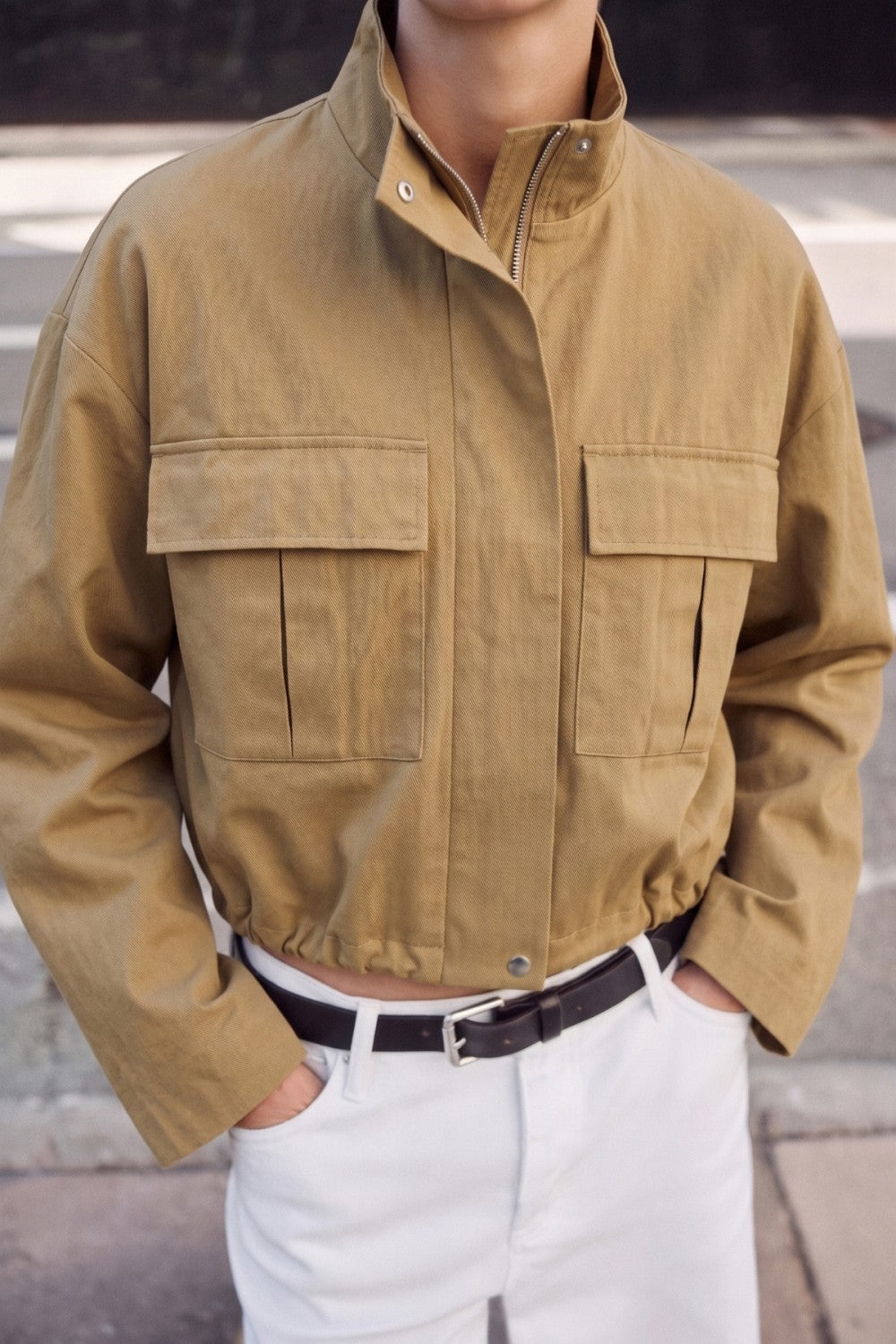 Cropped Utility Cargo Jacket