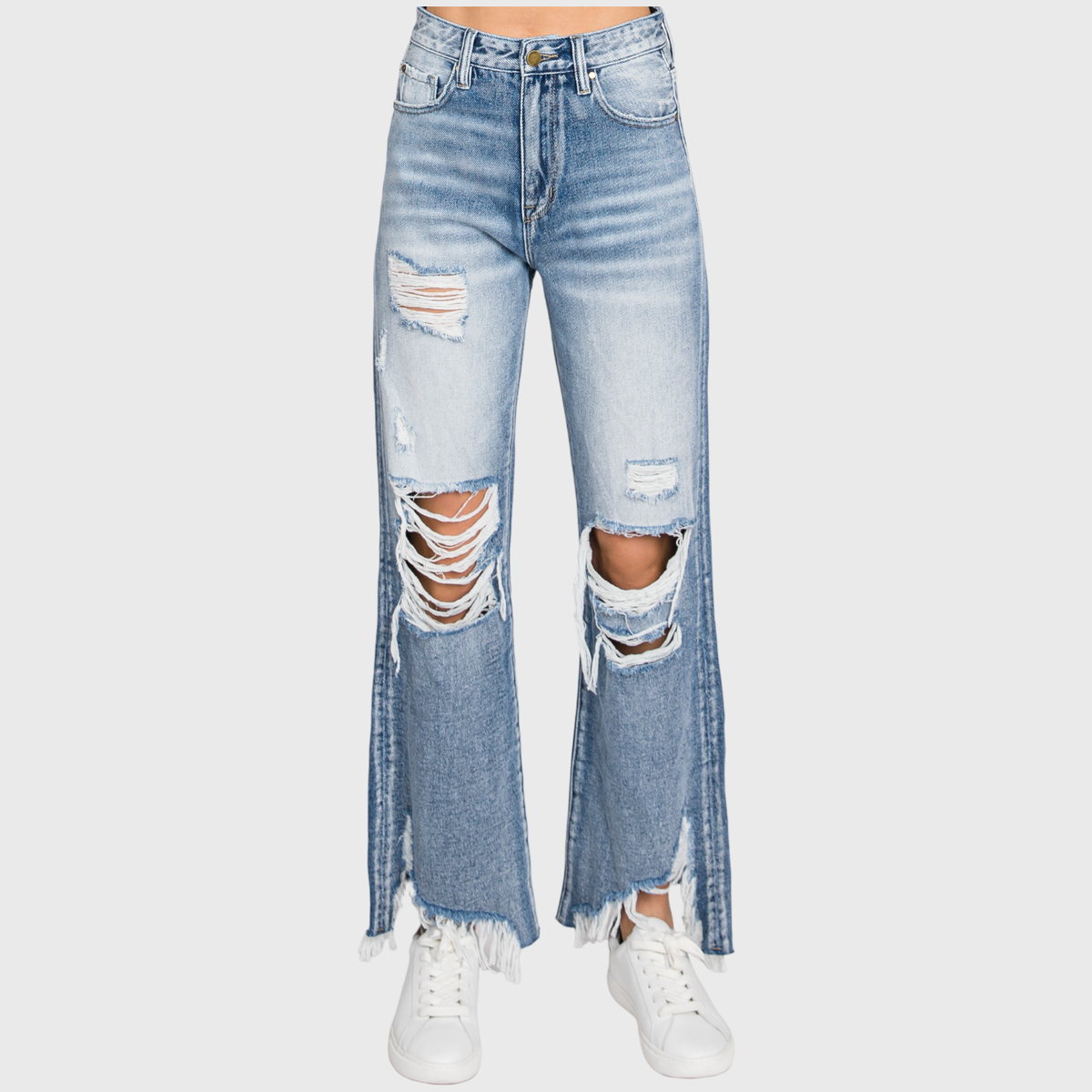 DISTRESSED HIGH RISE RIGID VINTAGE CROPPED FLARE