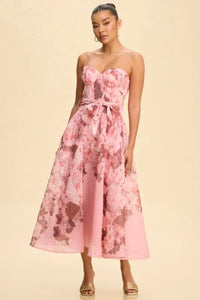 Spring Florals Midi Belted Dress
