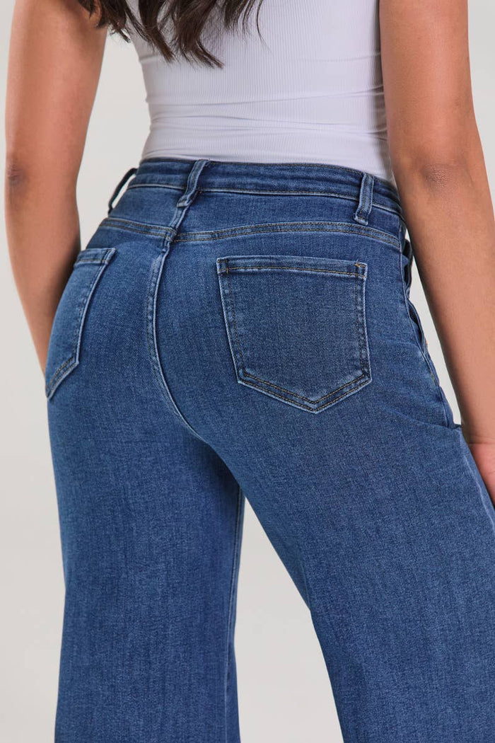 Gold Sailor Wide Leg Medium Blue Jeans