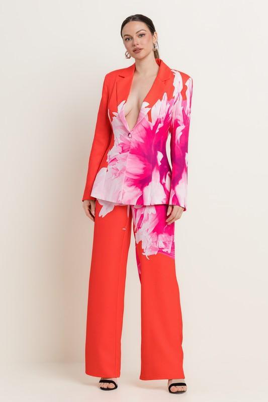 FLORAL BLAZER WITH PANT SET - PRIVILEGE 