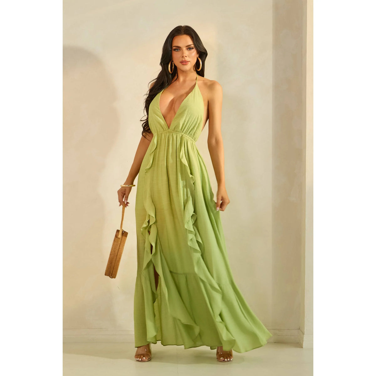Vertical Ruffled Maxi Dress