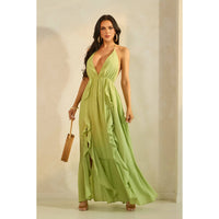 Vertical Ruffled Maxi Dress