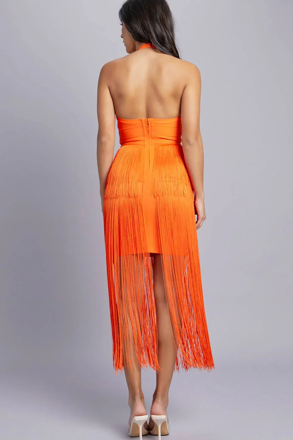 Halter Fringe Mini Dress