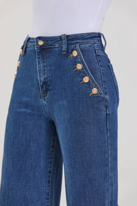 Gold Sailor Wide Leg Medium Blue Jeans