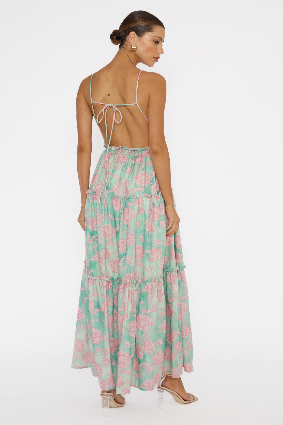 Open Floral Print Maxi Dress