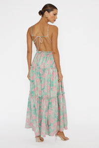 Open Floral Print Maxi Dress