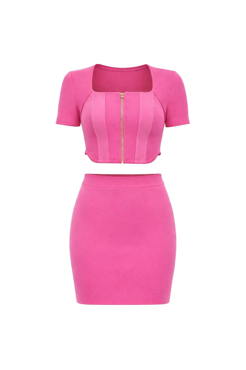 Cropped Short Sleeve & Mini Skirt Set