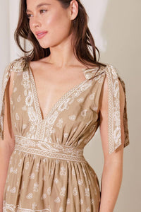 Printed Woven Maxi Dress with Smocked Back & Tiered Skirt