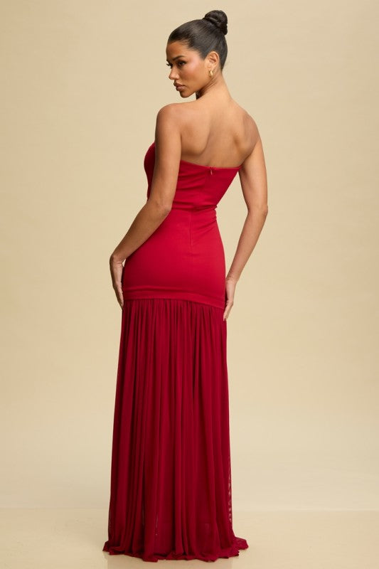 Tube Maxi Dress  Shirred Chiffon BOTTOM DELIGHT