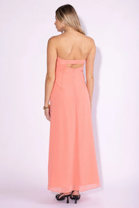 Strapless Maxi Dress With Satin Floral Patch