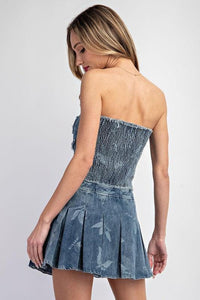 2PC PATCHWORK DENIM SKIRT SET - PRIVILEGE 