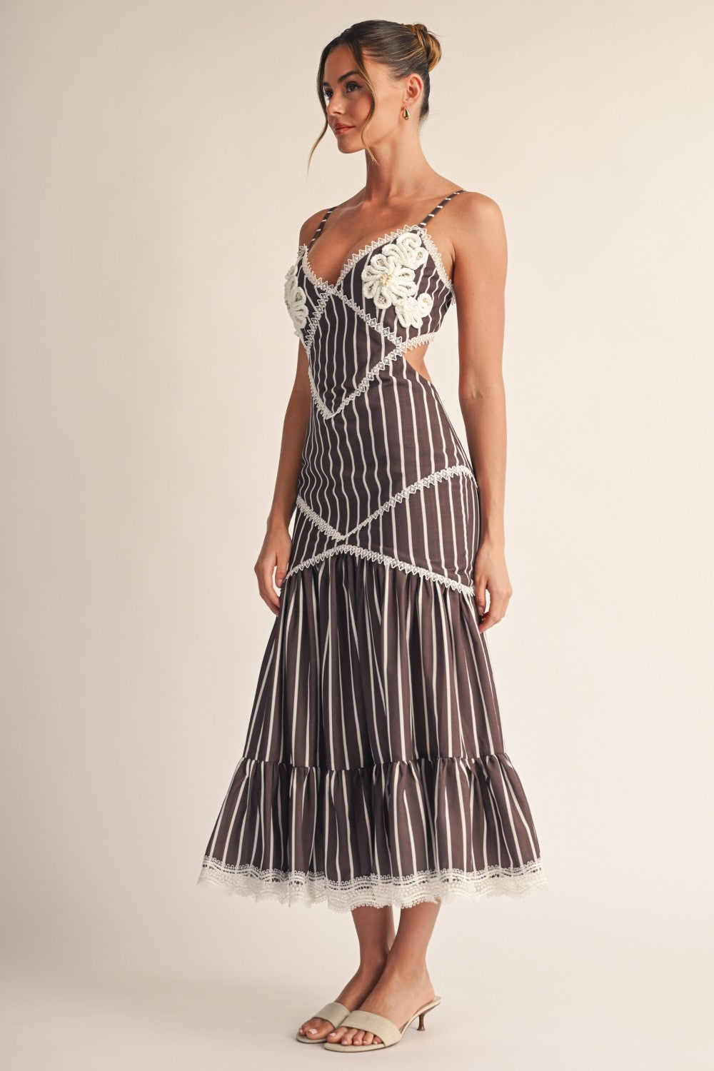 Lalai Stripe Mermaid Open Back Maxi Dress