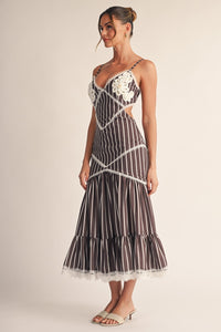 Lalai Stripe Mermaid Open Back Maxi Dress
