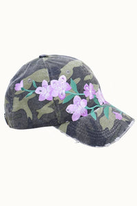 Floral Embroidered & Bejeweled Trucker Cap, Adjustable