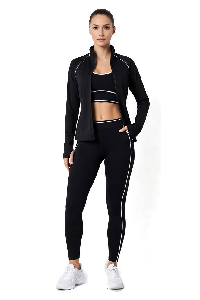 3-PIECE ACTIVEWEAR SET — SPORTS BRA, LEGGING & JACKET