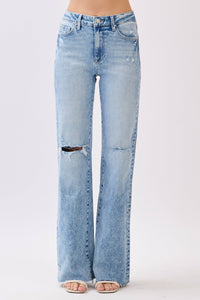 HIGH RISE STRETCH VINTAGE FLARE W/ RAW HEM JEANS