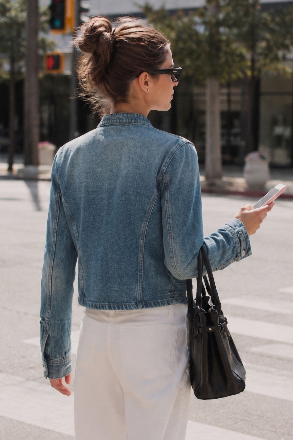 Military Button Fitted Denim Jacket