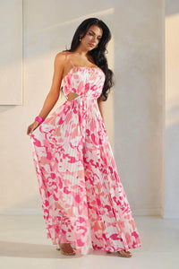 PLEATED JUMPSUIT WITH SIDE CUT-OUT