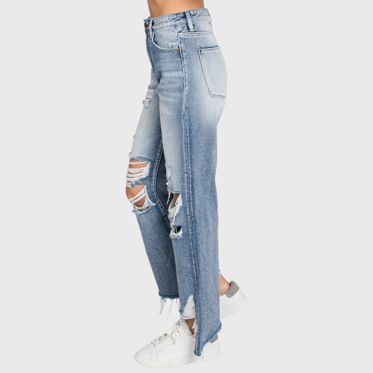 DISTRESSED HIGH RISE RIGID VINTAGE CROPPED FLARE