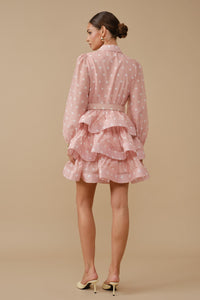Polka Dot Ruffled Mini Shirt Dress