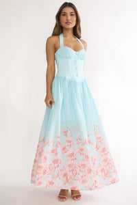 Sweetheart Floral Halter Maxi Dress