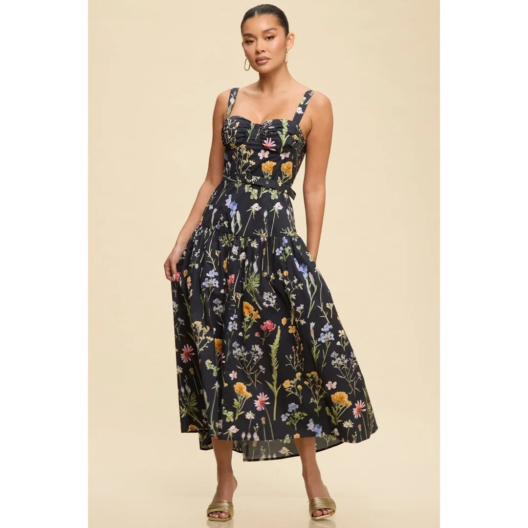 Garden Party Midi Belted Dress