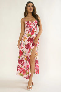 Bodice Floral Maxi Dress corset top open back