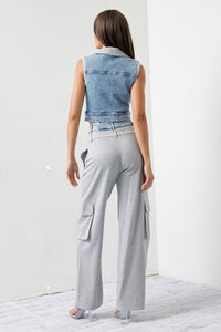 DENIM VEST WITH CARGO PANT TWO TONE SET PRIVILEGE