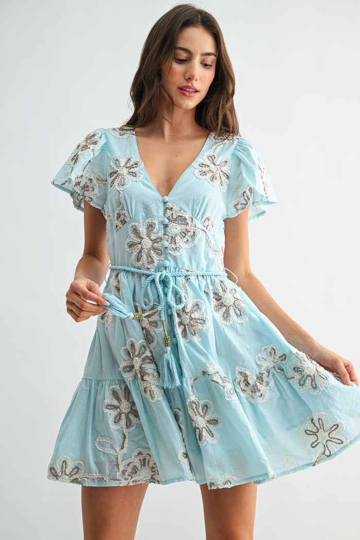 flutter sleeve mini dress Lady Black Tie - Romantic Walks - Pink Product Features Cute White Ruffle Mini Dress