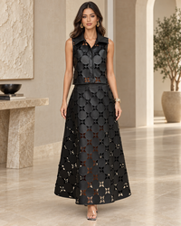 Faux Leather Julia Maxi Vest Set