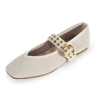 Balla Square-Toe Grommet Mary Jane Flats