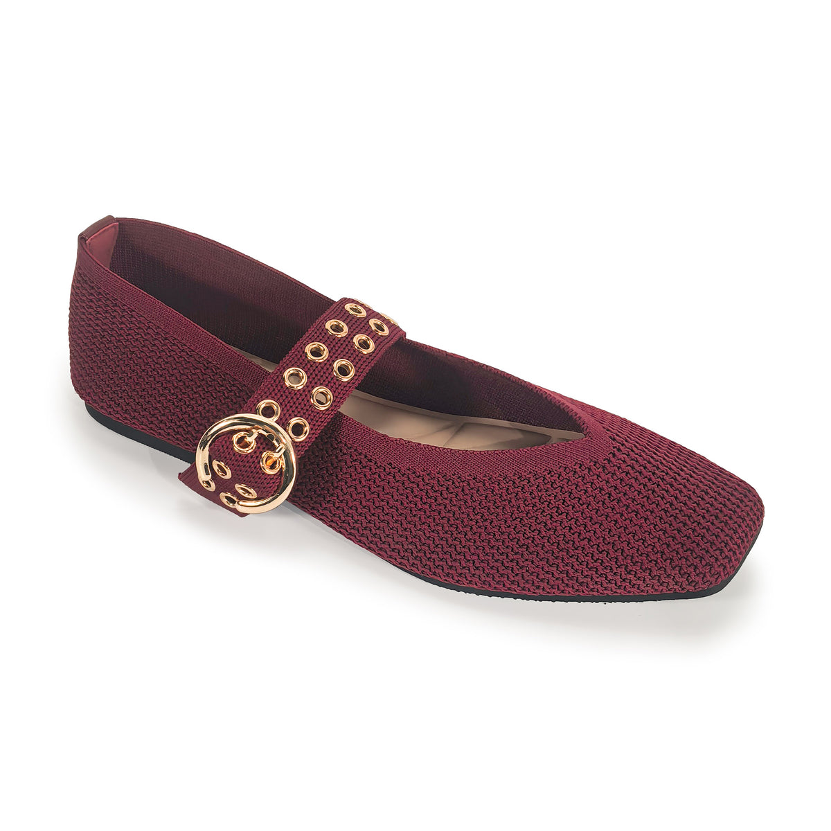 Balla Square-Toe Grommet Mary Jane Flats