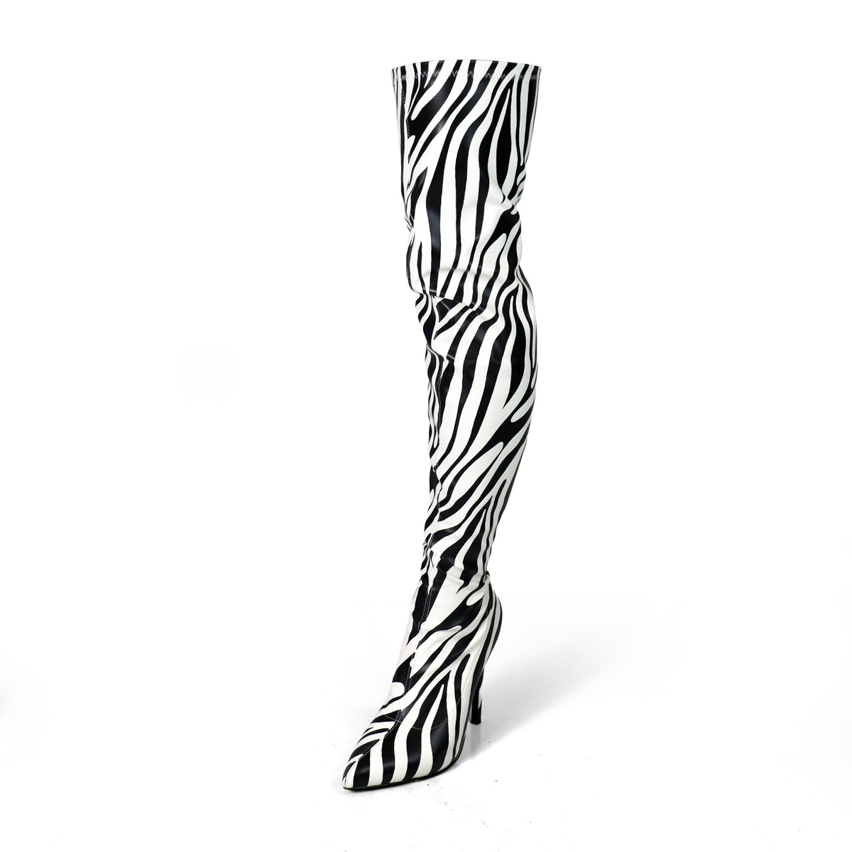 In Control Pointed-Toe Thigh-High Stiletto Boots