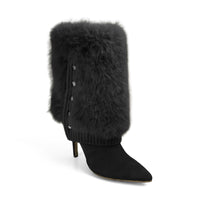 Julie Furry Pointed-Toe Stiletto Boots