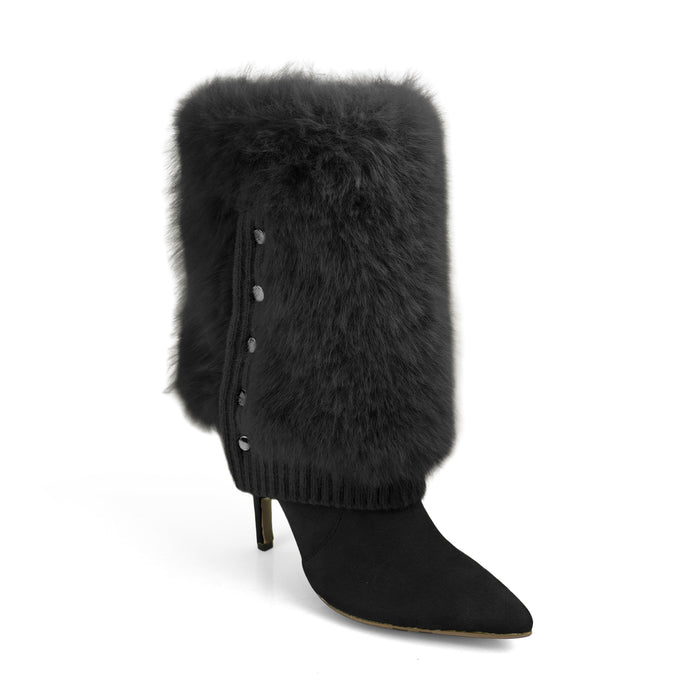 Julie Furry Pointed-Toe Stiletto Boots
