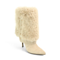 Julie Furry Pointed-Toe Stiletto Boots