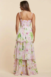 FLOWER PRINT CORSET STYLE MAXI DRESS - PRIVILEGE 