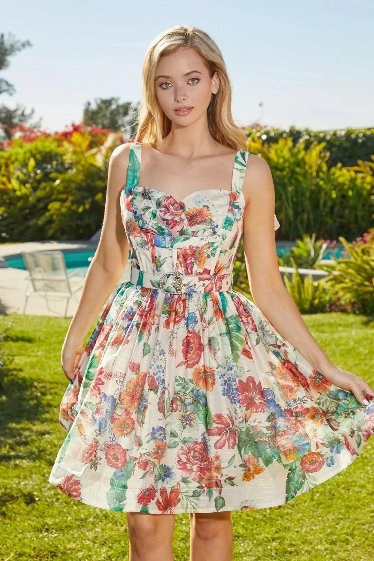 FLOWER PRINT MINI DRESS - PRIVILEGE 