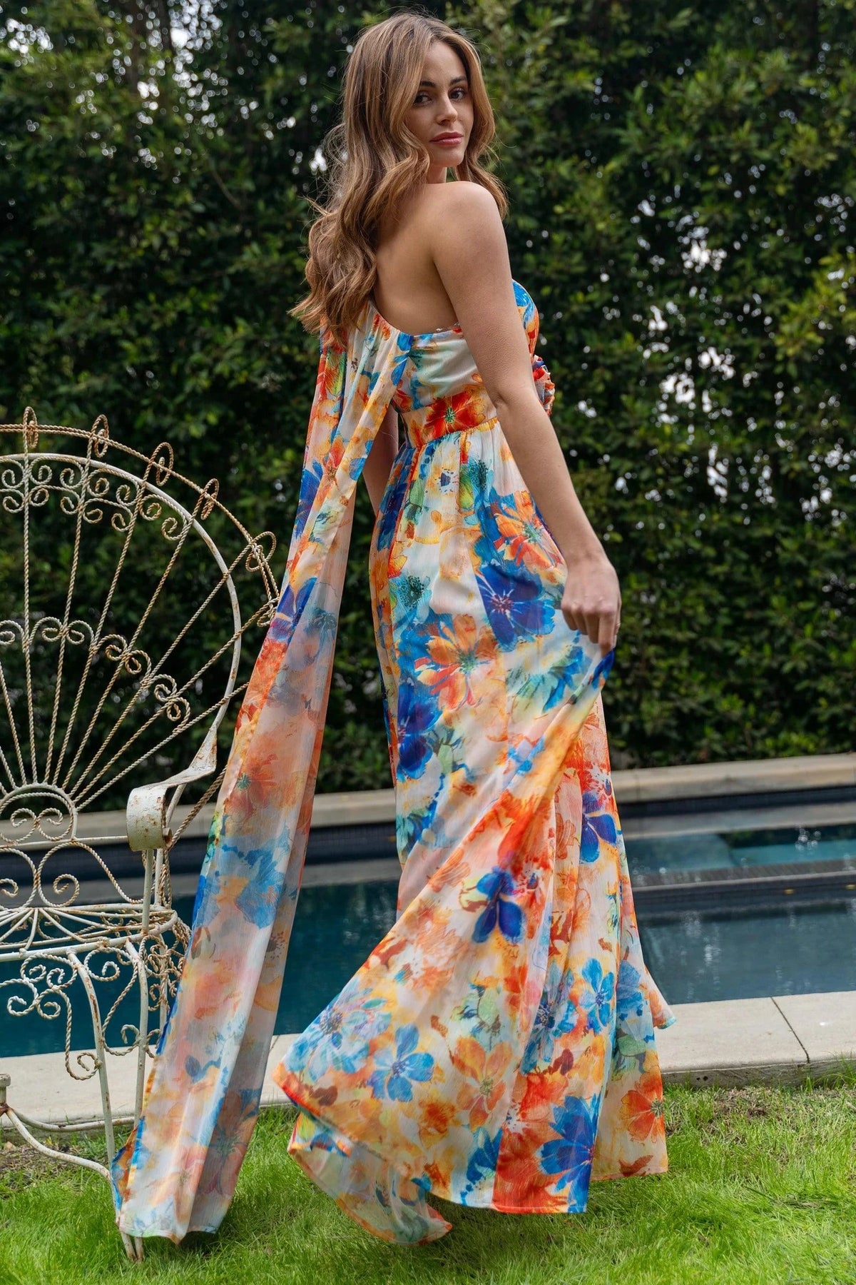 ONE SHOULDER FLORAL MAXI DRESS PRIVILEGE