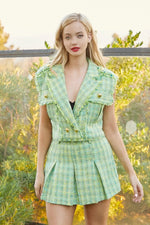 TWILL 2PC MINI SKIRT WITH VEST TOP - PRIVILEGE 
